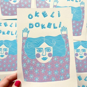 Okeli Dokeli | Linocut print