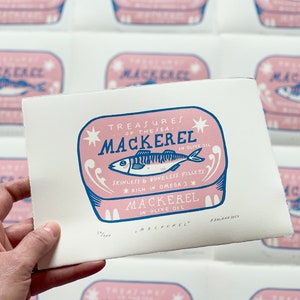 Mackerel 2-Farb-Linoldruck Bild 1