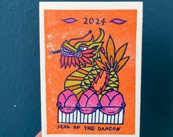 Year of the Dragon | Lino print