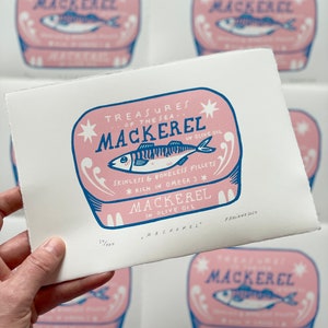 Mackerel 2-Farb-Linoldruck Bild 2