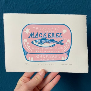 Mackerel 2-colour linocut image 6