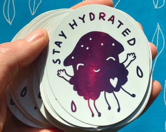 Qualle - Stay Hydrated | Hologramm-Sticker