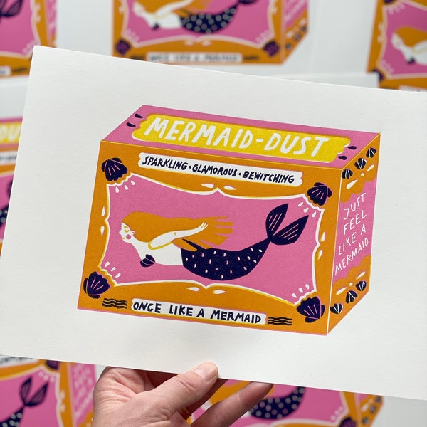 Mermaid Dust | Linoprint 3-color