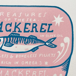 Mackerel 2-colour linocut image 4