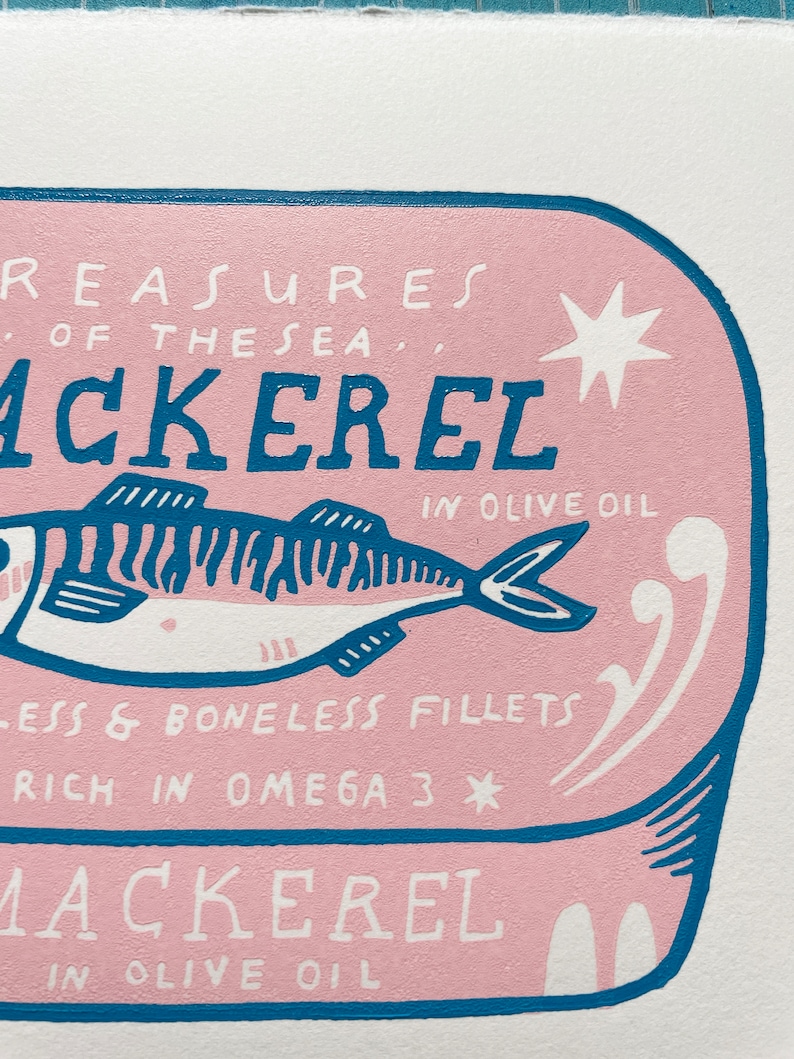 Mackerel 2-colour linocut image 4