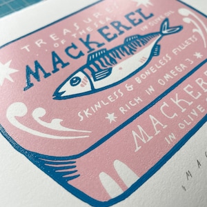 Mackerel 2-colour linocut image 7