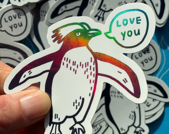 Penguin - Love You | Hologram stickers