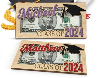 Personalized Graduation 2024 Money Holder Gift, Custom Gift for Grad Student, Gift for High School Senior, Custom Grad Name Cash Holder MH12