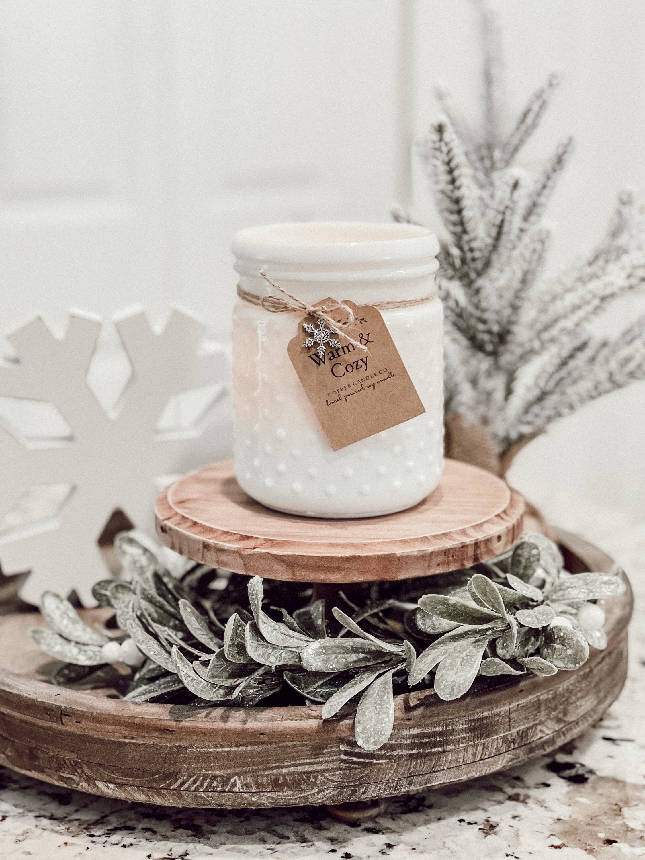 Vintage Milk Glass Soy Candle - Soy Candle - Farmhouse Decor - Hobnai…