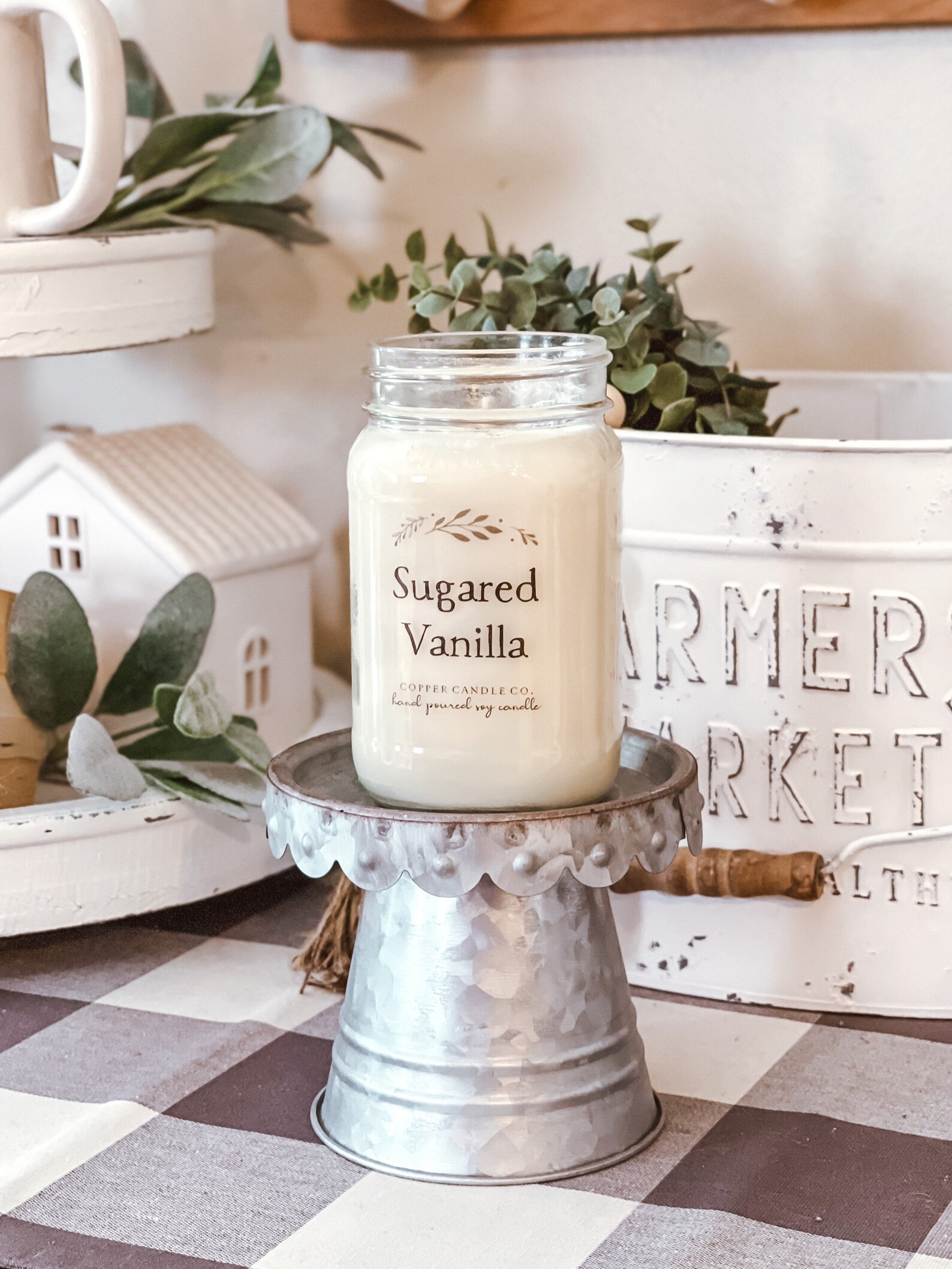 Galvanized Candle Riser Farmhouse Candle Farmhouse Decor Etsy