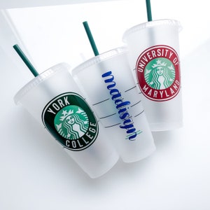 College Custom Starbucks Cold Reusable Cup • Graduation Gift • Personalized Starbucks Cup • High School Graduation Gift for Her • Senior