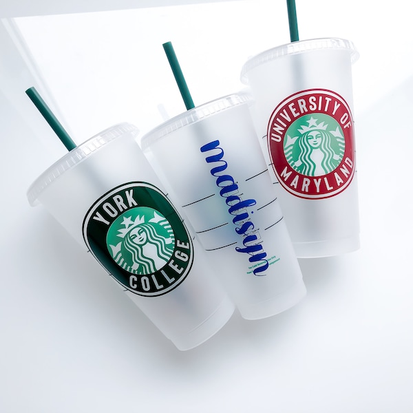 College Custom Starbucks Cold Reusable Cup • Graduation Gift • Personalized Starbucks Cup • High School Graduation Gift for Her • Senior
