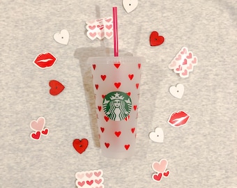 Valentine Starbucks Cup • Custom Starbucks Cold Reusable Cup • Cold Cup • Heart Starbucks Cup • Valentine’s Day Gift