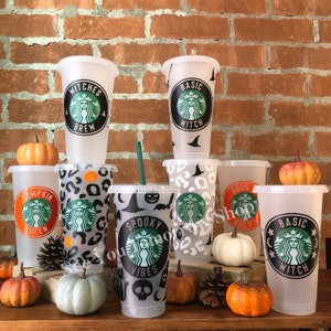Halloween Cheetah Starbucks Cold Reusable Cup Personalized Starbucks Cup Halloween Starbucks Cold Cup Spooky Witch image 4