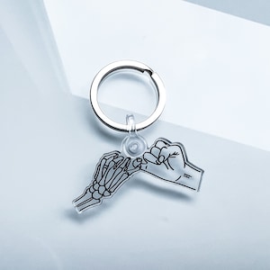 Halloween Keychain • Skeleton Hands Pinky Promise • Halloween Key Fob • Spooky Season • Halloween Skeleton • Skeleton • Gifts for her •