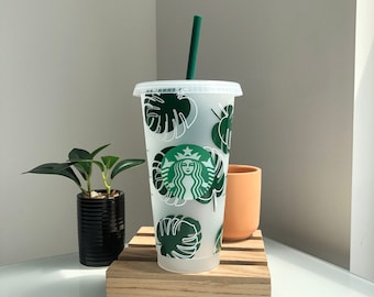 Monstera Leaf Starbucks Cup • Starbucks Cold Cup • Starbucks Venti Cup • Tumbler • Monstera Plant Cup • Plant Lover Gift