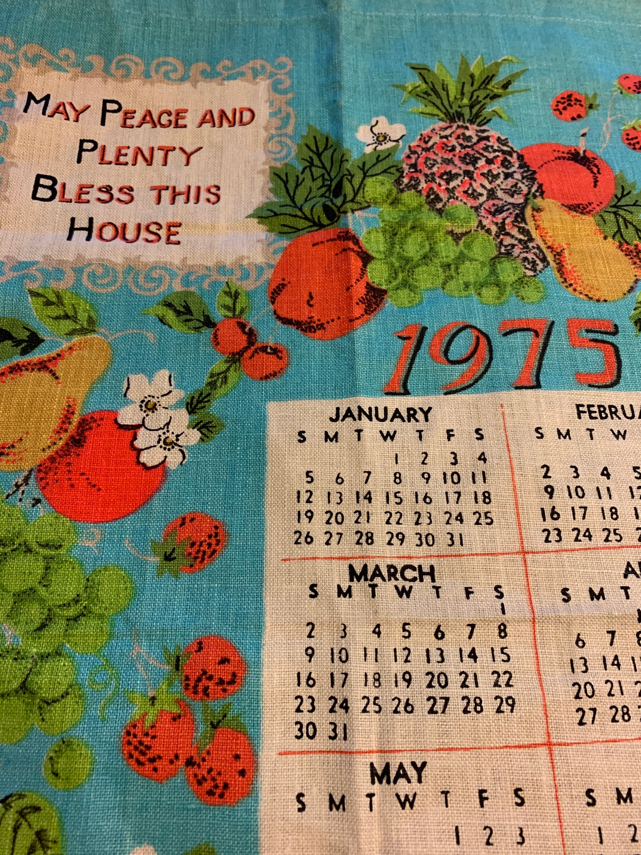 1975 Calendar Tea Towel - Etsy