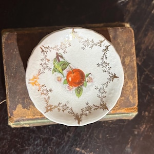 Four Antique Butter Pats Transferware Cherries