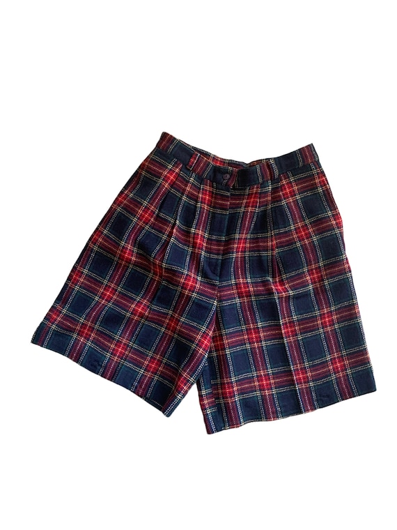 Vintage Plaid Walking Shorts 90’s Tartan Wool Plea