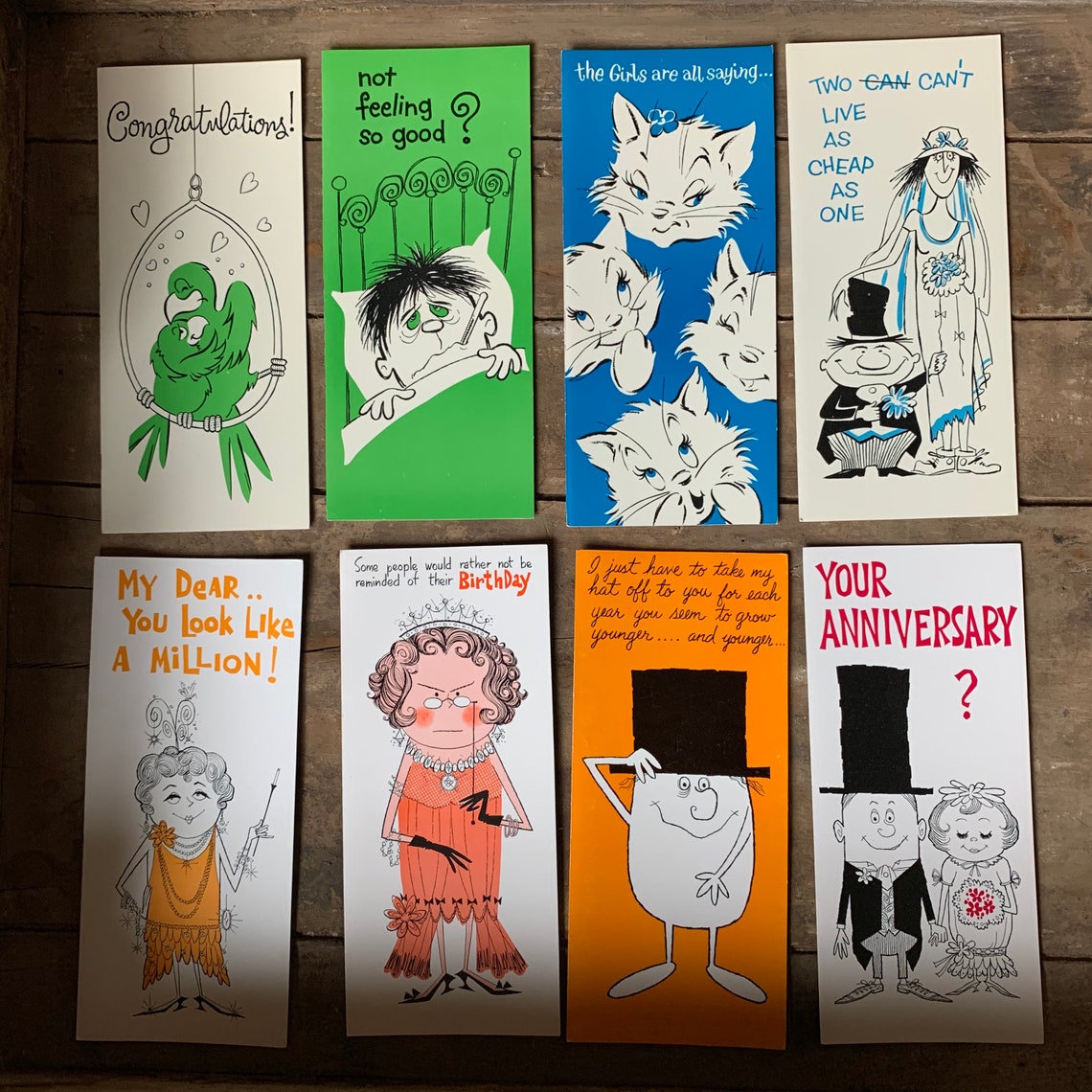 Box of 1960s Humorous Greeting Cards Etsy
