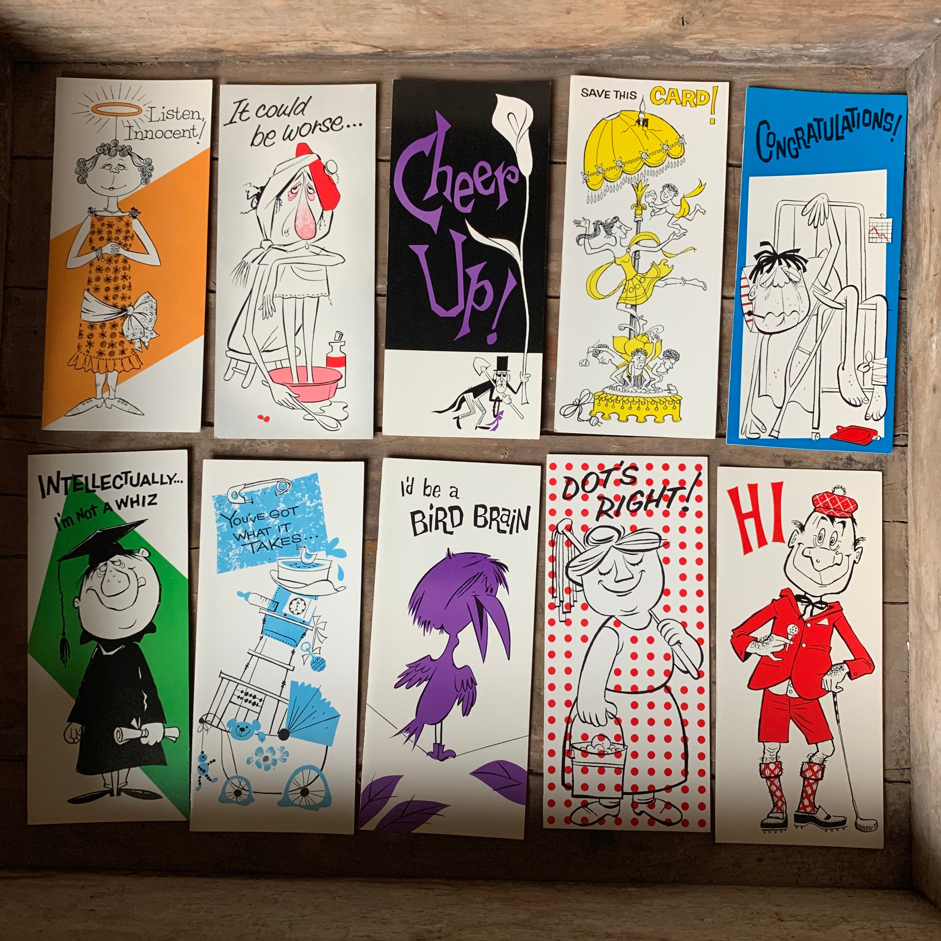 Box of 1960s Humorous Greeting Cards Etsy
