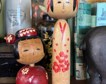 Vintage Large Wooden Japanese Kokeshi Doll Signed