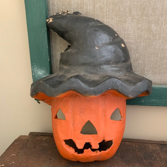 Vintage Paper Mache Pumpkin Mask - image 1