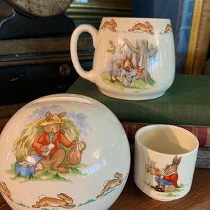 Lot of Vintage Bunnykins - Mug,Egg Cup,Bank