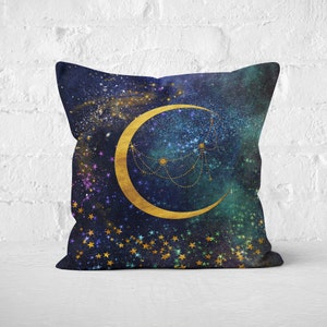 Celestial - Cosmic Sky with Moon and Stars - Premium Pillow Case