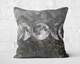 Celestial - Moon Phase - Starry Night - Magical - Astrological Premium Throw Pillow Case