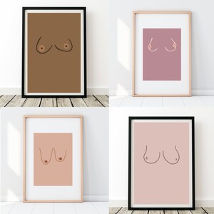 Rosa Stampabile Tette Poster Nude Art Minimalista Wall Art Etsy
