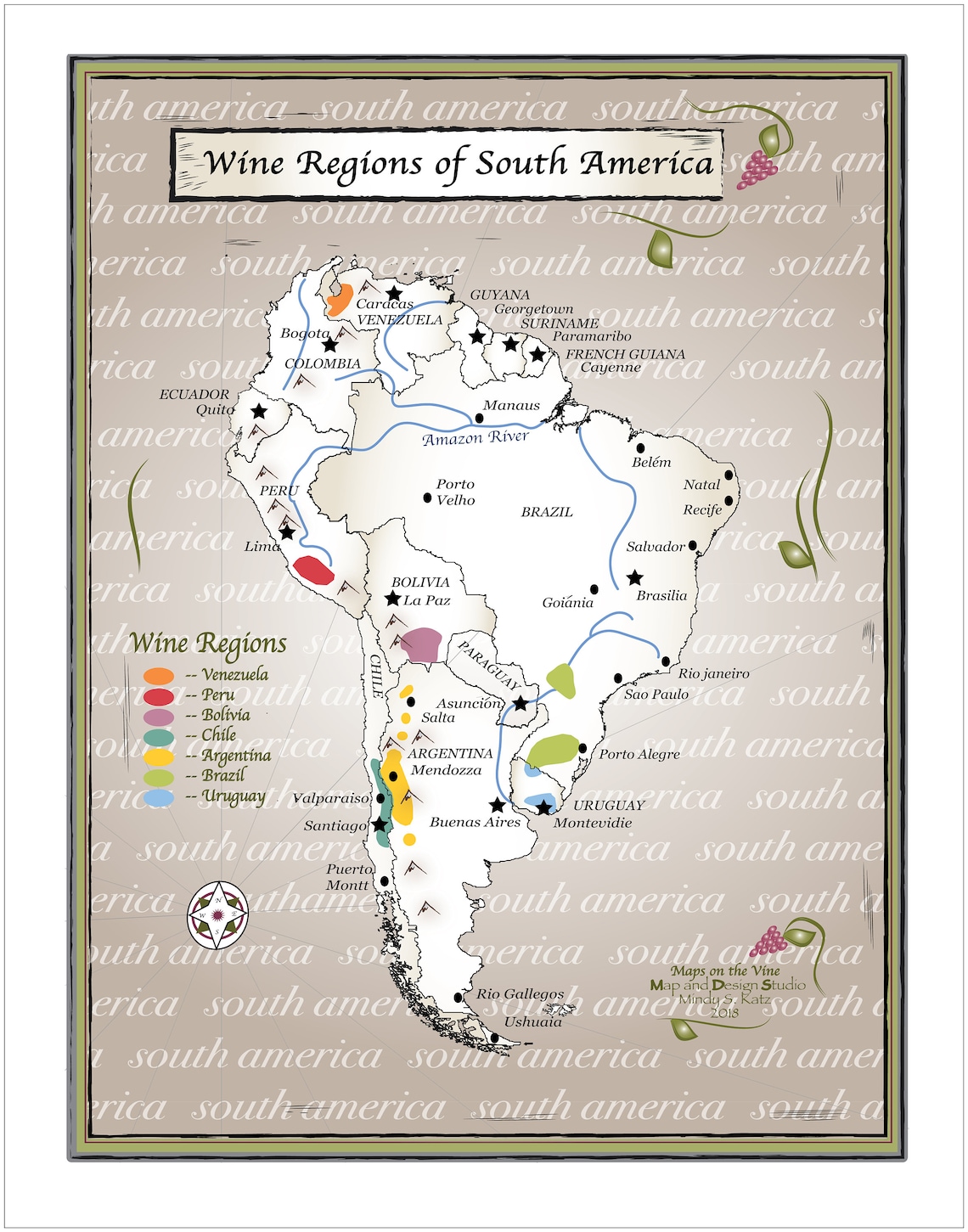 Wine Regions of South America Etsy