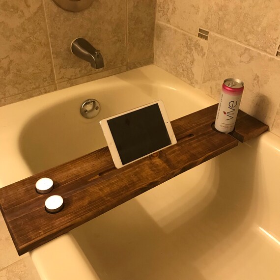 Holzbad Caddy Badewanne Tablett Mit Wein Tablet Halter Etsy