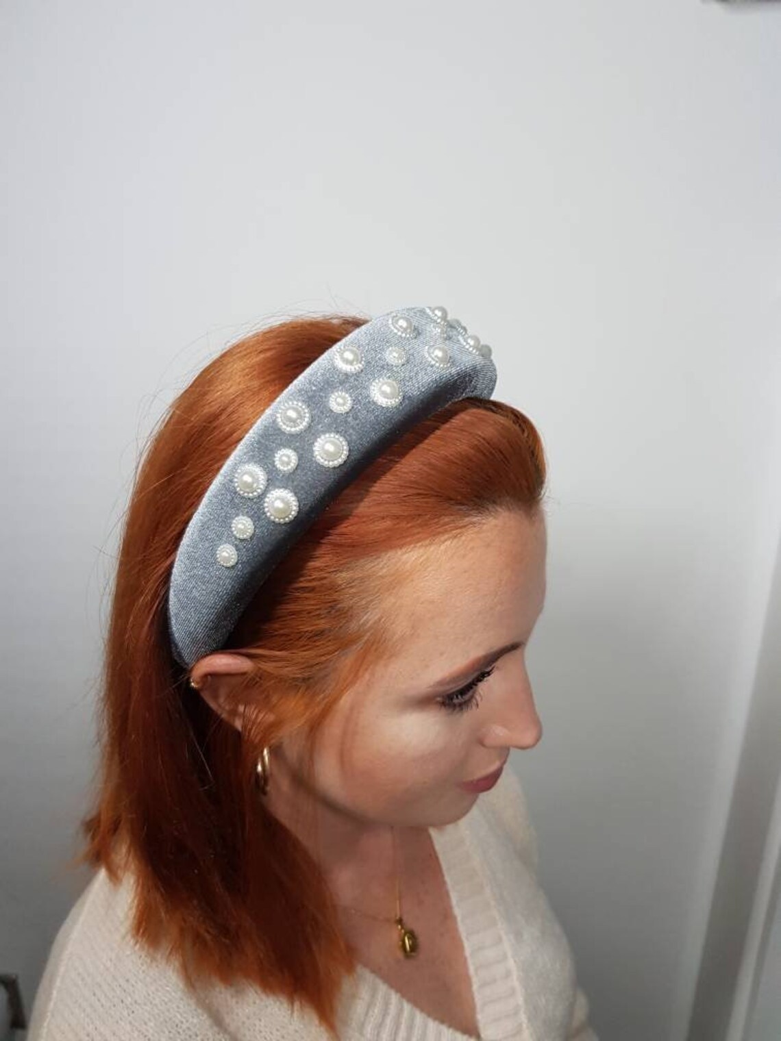 Grey Bespoke Padded Headband. Etsy
