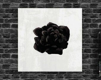 Black Rose Painting Large Flower Painting Rose Wall Art Impasto Flower Textured Painting Black White Flower Painting Contemporary Painting