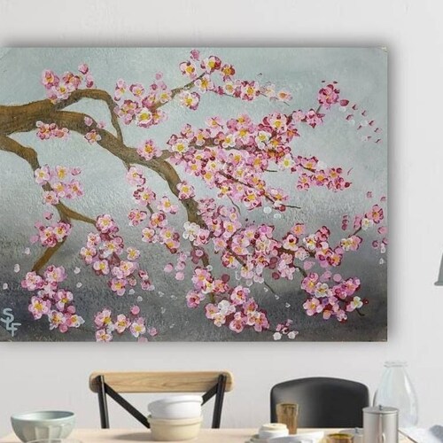Cherry Blossom Painting Original Cherry Blossom Wall Art - Etsy