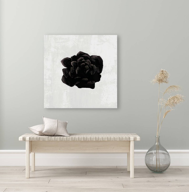 Black Rose Painting Large Flower Painting Rose Wall Art Etsy UK