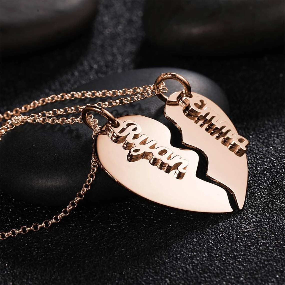 Personalized Broken Heart Necklace Couples Jewelry for Etsy