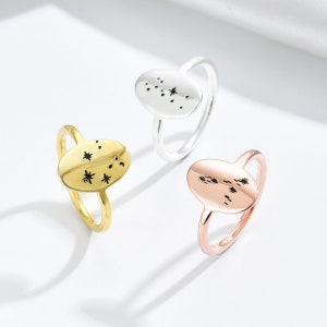 Custom Zodiac Ring, Persnalized Star Ring, Constellation Ring, Star Signet Ring, Perfect Custom Birthday Jewelry Gift for Her