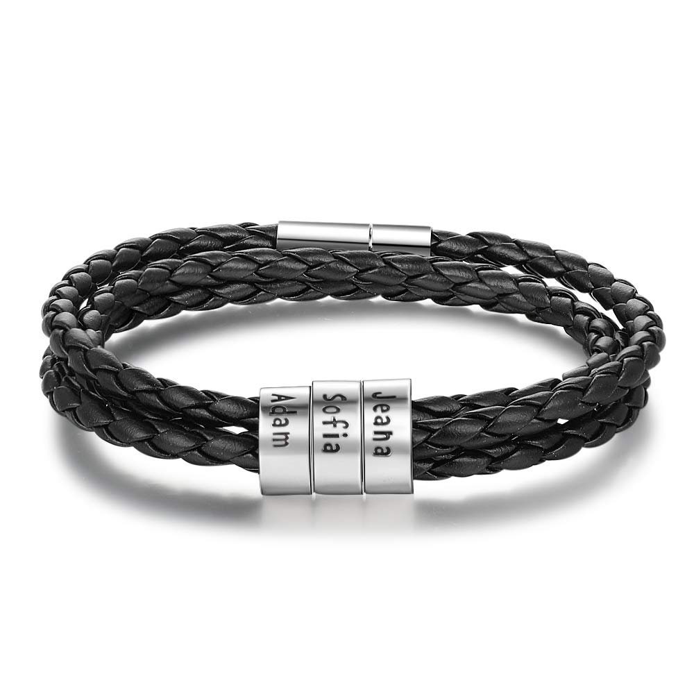 Men's leather shop personalized bracelet