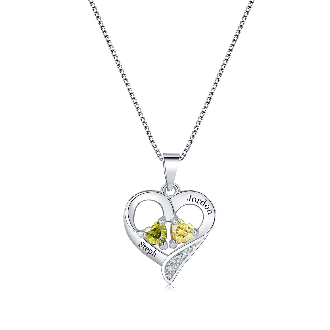 Personalized Sterling Silver Personalized 2 Names Necklace Etsy