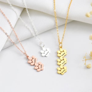 Custom Paw Print Name Necklace, Personalized Dog Paw Necklace, Minimalist Paw Necklace, Animal Necklace, Pet Name Necklace, Christmas Gift