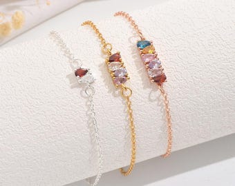 Personalisierte Birthstone Armband, Benutzerdefinierte Birthstone Armband, Frauen Birthstone Armband, Muttertagsgeschenk, Bis zu 5 Birthstone Armband