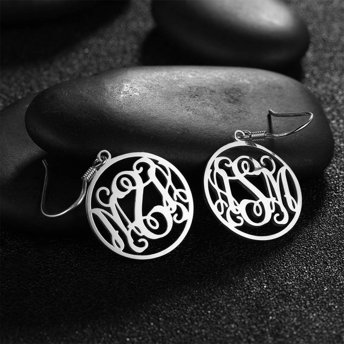 Sterling Silver Personalized Monogram Name Earring Custom Made Etsy