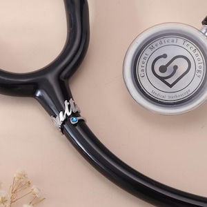 Stethoscope Name Tag Personalized, Stethoscope Charms ID Tag with Birthstone Gifts for Nurses, Doctors, RN, Medical Students