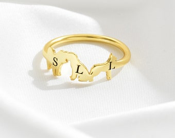 Personalisierter Haustier Ring, Haustier-Liebhaber-Gedenkgeschenk, Tierbuchstabe-Charme-Ring, Sympathie-GIFy, gravierte Tier-Anfangsring, kundenspezifisches Hundemuttergeschenk
