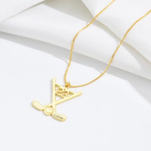 Personalized Team Hockey Necklace, Custom Hockey Jewelry, Ice Hockey Sticks Necklace with Number and Name, Custom Baseball Gift For Kids Him