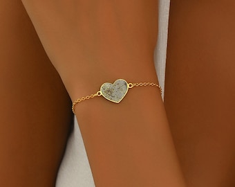 Heart Shaped Fingerprint Bracelet, Personalized Handwriting Bracelet, Mother's Day Gift, Fingerprint Jewelry, Memorial Fingerprint Bracelet