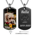 Personalized Pet Urn Necklaces for Dog Cat Ashes, Custom Photo Text Stainless Steel Cremation Jewelry, Pet Loss Memorial Gift