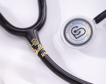 Stethoscope Name Tag Personalized,Stethoscope Charms ID Tag with Birthstone&Birth Flower, Gifts for Nurses, Doctors, RN, Medical Students